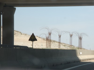 J- 12.44 - DSC_0715.JPG (818.31 KiB) 8124 mal betrachtet 12.44 Uhr Zwischen Zuera und Villanueva de Gállego findet man eine Ansammlung von Palmen aus rostigem Eisen.