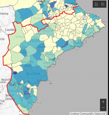 Covid 19 Provinz Alicante per 10.08.2020<br />Provinzgrenzen ROT wurden nachträglich hinzugefügt