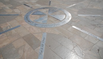 Die vier Himmelsrichtungen vor dem Rathaus