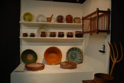 Eine nachgebildete Küche im Museum